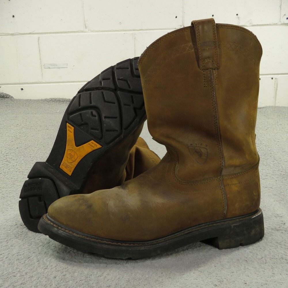 Ariat Boots Mens 13 D Sierra Brown Leather Oil Slip Resistant Pull On Work Ranch